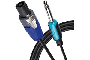 ProSound Neutrik Speakon NL2FX connector to 1/4" 6.35mm 2 Pole Jack Plug Cable, 10m