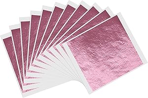KINNO Gold Leaf Sheets,100 Sheets 3.15" by 3.35" Rose Red Gilding Gold Foil for Paintings, Arts Crafts, Nail Deco, Furniture