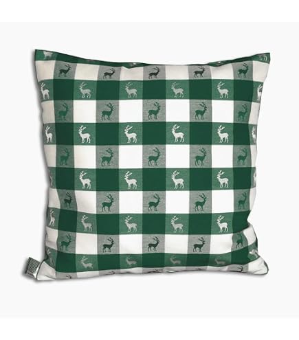 Mitteldecke Landhaus-Stil – 82x82 Cm, Grün-weiß Kariert Mit Hirsch-Motiv, Für Küche & Esszimmer