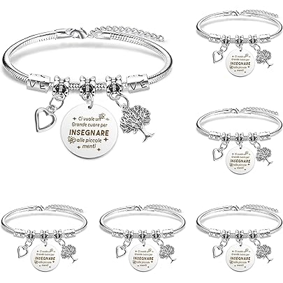 Bracciale Tondo Per Maestre Con Incisione "Un Bimbo Impara Quando L'amore Insegna" - Regalo Insegnante - 3