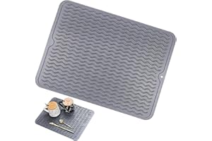 Aieraczy Hitzebeständig Trockenmatte, Silikon Trockenmatte, Abtropfmatte Geschirr, 40 x 30 cm rutschfest Hitzebeständig Wasserdicht Große Silikon Geschirr für Hot Pots Halter, Pfannen, Geschirr