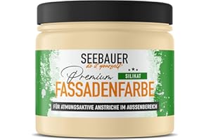 SEEBAUER diy Silikat-Fassadenfarbe Beige 300ML für Außen (No. 404 Banana Split) Atmungsaktive Mineralfarbe für Fassaden - Geeignet für Putz, Mauerwerk und Beton