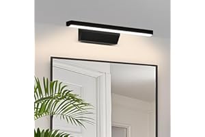 YHTlaeh LED Specchio Lampada 9W 680 Lumen Bagno Specchio Lampada Bianco Neutro 4000K Bagno Lampada IP44 Impermeabile No Flicker 230V (Nero, 40CM)