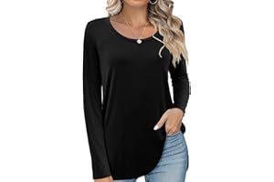 Beluring T-Shirt Damen Langarmshirt Rundhals Oberteile Geteiltes Hemd Tshirt