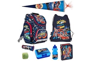 Familando Hot Wheels Schulranzen-Set 8tlg. mit Federmappe und Schultüte 85 cm Ranzen 1. Klasse Einschulung