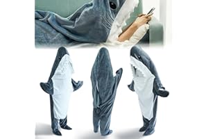 WELLCHY Hai Decke Erwachsene, Hai Decke Schlafsack, Schlafanzug Einteiler Hai, Tragbare Decken Hoodie Hai mit Reißverschluss, Hai Kostüm Herren Damen für Cosplay-Shows, Cartoon-Pyjamapartys