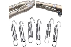 SUXGUMOE Motorcycle Exhaust Pipe Springs, 6 Pcs Stainless Steel 65mm Motorcycle Exhaust Springs Muffler Exhaust Pipe Spring Hooks (Silver)