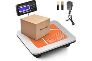 Bonvoisin Báscula para Paquetería Digital 300kg/660lb Balanza para Envíos de Paquetes con Pantalla LCD Grande, 4 pilas AA y adaptador de corriente incluidos, kg/oz/lb conmutable, 36cmx30cm