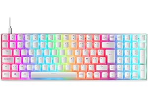 MARS GAMING MARSGAMING MKULTRA, Clavier Mécanique Blanc RGB, Compact 96%, Switch Outemu SQ Marron, Langue Français