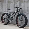 JAMCHE 26Inch Mountain Bikes, Adult Fat Tire Mountain Trail Bike, 27 Speed Bicycle, High-carbon Steel Frame Full Suspension Dual Disc Brake, 4.0 Inch Thick Wheel Mountain Snow Beach Bikes