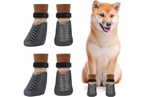 Oslueidy Cani Protezioni Zampe,Scarpe Cane Antiscivolo Impermeabili per Cani Protezione Zampe Protezione per Zampe di Cane Protezione per Zampe stivali Antiscivolo (L, Marrone + Nero)