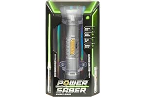 POWER SABER - Vert - Sabre Laser pour Enfants dès 6 ans - Extensible et Rétractable Automatiquement - Jouet Laser Lumineux Réaliste - Combat Intergalactique - 30cm/ Déployé 89 cm - Boite Ouverte