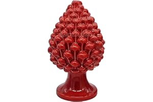 sicilia bedda - Pigna in Ceramica Siciliana - Prodotto Realizzato Interamente a Mano - Pigna Decorativa (Rosso, 13_x_8Cm)