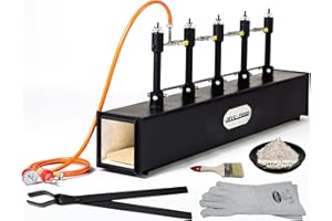 DEVIL-FORGE Fragua de gas DFPROF5 Horno de Forja, 5 Quemadores DFP (400.000 BTU) usas 1/2/3/4o 5, Válvula de bola gas, Estrangulador de aire, Fabricación de cuchillos Espadas, Herrero, Herrador 1370°C