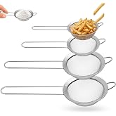 AIOUHMYM 4 Pcs Kitchen Strainer, Stainless Steel Strainer | 8.1/10.6/12.9/40cm Stainless Steel Kitchen Strainers for Baking,