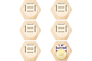 AHANDMAKER 6 Piezas de Madera para Exhibir Medallas, Caja de Almacenamiento de Medallas de Panal Hexagonal, Estante de Exhibición de Medallas para Todas Las Medallas Deportivas, Medalla de Correr