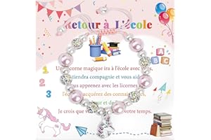 VGWON Cadeau de Rentrée Scolaire pour Elle Bracelet en Perle Rose Licorne Cadeau pour Fille Bracelet en Perle Licorne Bracelet Tressé Jardin D'enfants École Primaire Cadeau de Rentrée Scolaire