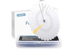 CAMWAY 32 Blades Stainless Steel Feeler Gauge Dual Marked Metric and Imperial, Spark Plugs Gaps, Bearing Clearances Gap Thickness Measuring Tool 0.0015-0.035 inch/0.04-0.88 mm
