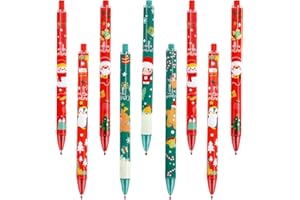 GLAITC Bolígrafos de Navidad,24 Piezas Bolígrafos Navideños de Muñeco de Nieve de Papá Noel Bolígrafos de Navidad con Bastón de Fiesta de Navidad Oficina Escolar Papelería,Estilo de Color Aleatorio