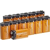 Amazon Basics - Batterie alcaline da 9 Volt per uso quotidiano, confezione da 12