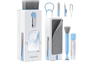 sampoet 11 in 1 Keyboard Cleaner Kit, Laptop Cleaning Tool, Earbud Airpods Cleaner Pen, Electronic Screen Polish Cleaning Cloth and Brush for Computer PC Phone Camera Lens - Blue