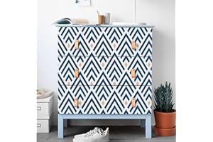 JOLIHOME Papier Peint Auto-Adhésif Géométrique Blanc et Bleu Autocollant Mural à Rayures Diamantées à Décoller et à Coller Papier de Contact Plastique Autocollant Décor Imperméable 44.5x500cm