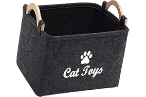 ＡＷＨＡＯ Haustier Spielzeug Organizer Box, Welpen Sachen Korb, Rechteckig, Vielseitig Einsetzbar, Zusammenklappbar, Katzenspielzeug Boxen, Hundebedarf, Lagerpl, dunkelgrau