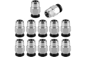 TOMOYUKI 12 Pz PC4-M10 Connettore Pneumatico, PC4-M10 Connettori Pneumatici, Raccordi Rapidi Filettatura M10 Dritto Pneumatico Connettore, Raccordo Tubo PTFE per 3D Stampante Estrusore