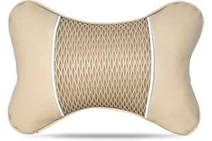 Tolenre Reposacabezas Coche Cojin, Auto Headrest PU Cuero 28x18 cm, Cómodo Anti -Fatigue Almohada Transpirables Coche Cojin para el Asiento del Coche de Viaje Almohada Automóvil Accesorios