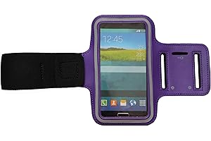 DEALBUDE24 Fitness Sportarmband kompatibel für Samsung Galaxy A6 / A10 / A20e / A30 / A30s Armband Handy Oberarm Halter für Fitness, Joggen, Laufen Hülle Tasche Blank Groß Lila