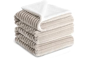 RUIKASI Manta Polar 220x240 Invierno - Cama Grande, Cubresofá Sherpa Suave 2 Personas Cálida, Beige