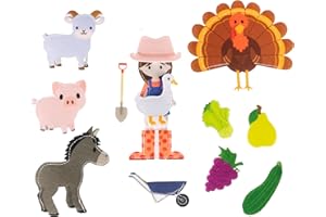 meqbem® PANTAWORLDS® Play kit | Set personaggi in feltro | Quiet Book | Sensoriale Educativo | Pupazzi a dito | Gioco per Bambini | Marionette | Idea Regalo Bambini (Fattoria - Orto e Animali)