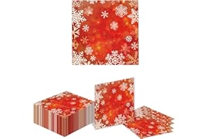 Kotkiddy 40 sztuk serwetek bożonarodzeniowych, bożonarodzeniowych, bożonarodzeniowych serwetek papierowych serwetek, płatków śniegu, dekoracja stołu, bałwanki, para, papierowe serwetki