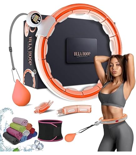 DULKET Hula Hoop With Weight Ball,Weighted Hula Hoop For Adults,Fitness Hula Hoops, 24 Sections Detachable And Size Adjustable Smart Hula Hoop For