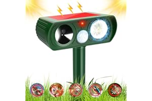 ROEJUYY Cat Repellent, Garden Cat Repellent Cat Deterrents, Ultrasonic Solar Animal Repellent, Solar Powered Waterproof, Outdoor Animal Repeller Motion Sensor for Garden Yard Squirrels Cats Rats Fox