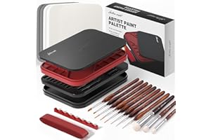 Golden Maple Kit di pittura in miniatura con tavolozza bagnata, 11 pennelli per dettagli, pennello a secco, 100 fogli di carta per pallet bagnati, 4 spugne, porta pennelli per mescolare la vernice