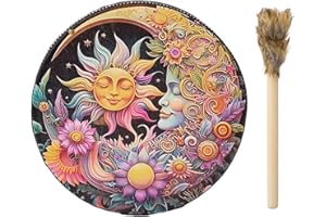 PENLIMLY Schamanentrommel, 25cm Handgemachte Schamanische Trommel mit Trommelstock, Spirituelle Musik Trommel Erwachsene Handtrommel Rahmentrommel für Entspannung, Meditation, Heimdekoration, Geschenk