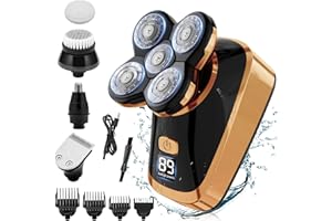 Qhot Head Shavers for Men, 2023 Upgraded 5 in 1 Cordless Waterproof Head Electric Shaver for Bald Men (R5)