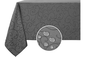 mosayt Tovaglia Rettangolare 140x100 cm Tovaglie Antimacchia Crigio Tovaglia Lavabile in Poliestere Jacquard Adatta per Ristoranti, Esterni, Compleanni, Feste (2-3 Posti, 1 Pezzo)