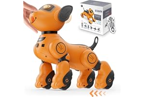 VATOS Cane Robot Telecomandato per Bambini – vocale e 2,4 GHz telecomando animale domestico cane robot con 20 funzioni, danza programmabile musica RC robot cane per bambini 3-12 anni