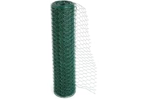 Floralcraft Green PVC Coated Chicken Wire 25m x 0.6m with 25mm mesh/holes - Plastic Coated Galvanized Steel for Animal, Rabbit Fencing/Garden Netting