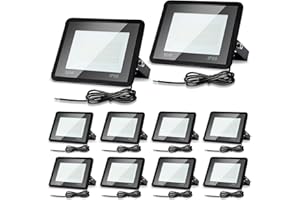 ‎CECAYLIE Cecaylie 10er 100W LED Strahler Außen, LED Fluter 6000K Kaltweiß 8500LM LED Scheiwerfer IP66 Wasserdicht LED Flutlicht Außenstrahler Außenleuchte für Werkstatt Garage Garten