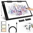 Rechargeable A2 Light Pad - Battery Powered Tracing Light Box, 3 Colors 6 Levels Adjustable Brightness Light Board, Ultra-Thin Wireless Diamond Painting Light Pad for Weeding Vinyl Drawing