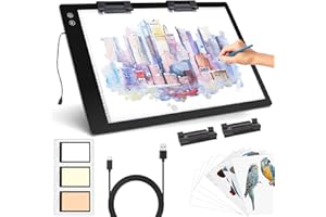 TSOCOS Rechargeable A2 Light Pad - Battery Powered Tracing Light Box, 3 Colors 6 Levels Adjustable Brightness Light Board, Ultra-Thin Wireless Diamond Painting Light Pad for Weeding Vinyl Drawing