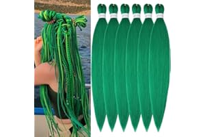 YDDM Pre Stretched Braiding Hair Braiding Hair Extensions Green Braids Extensions Hair 26 Inch 6packs Box Braid Hair Extensions Hair For Braiding Crochet Hair Braiding（26 Inch, Green#)