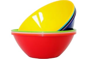 Youngever Lot d 9 Grands Bols en Plastique de 3L, Bols Mélangeurs, Bols Saladiers (Rainbow)
