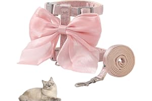 BSITSSS Katzengeschirr mit Leine Ausbruchsicher, Rosa Katzenleine mit Geschirr für Katzen, Große Fliege Katzen Geschirr Set mit Leine für Katze Kätzchen Kleine Hunde Puppy Kaninchen