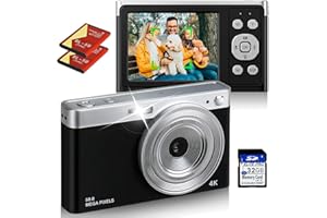 LIEBERWELL Fotocamera Digitale, Fotocamera Compatta da 50MP 4K Full HD, Fotocamera per Vlogging con Messa a Fuoco Automatica, Schermo Grande da 2,88 Pollici, Scheda SD da 32GB e Zoom 16x, per Bambini Adulti
