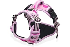 Dociote Harnais Chien Anti Traction, Harnais pour Chien Grand Moyen Réfléchissant Réglable Gilet Chien avec Poignée Respirante Harnais Poitrine de Sport sans Traction Rose Camou M