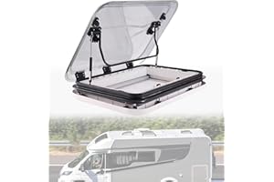 UKETO 80x50cm Premium Wohnmobil Dachfenster / Dachluke / Dachhaube 80×50 cm – 12V LED + UV-Schutz + Insektenschutz,70° Öffnung & Doppelfunktion,Für Camper, Wohnwagen, Caravan, Boot(80x50cm/31.5"x19.7")